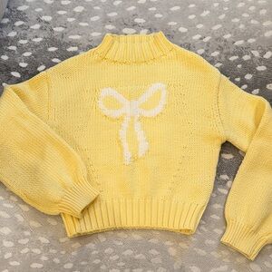 Maeve Yellow Cowl Neck Sweater with White Bow